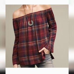 Anthropologie Cloth & Stone Homestead Plaid Flannel Shirt M Boho Blouse Western